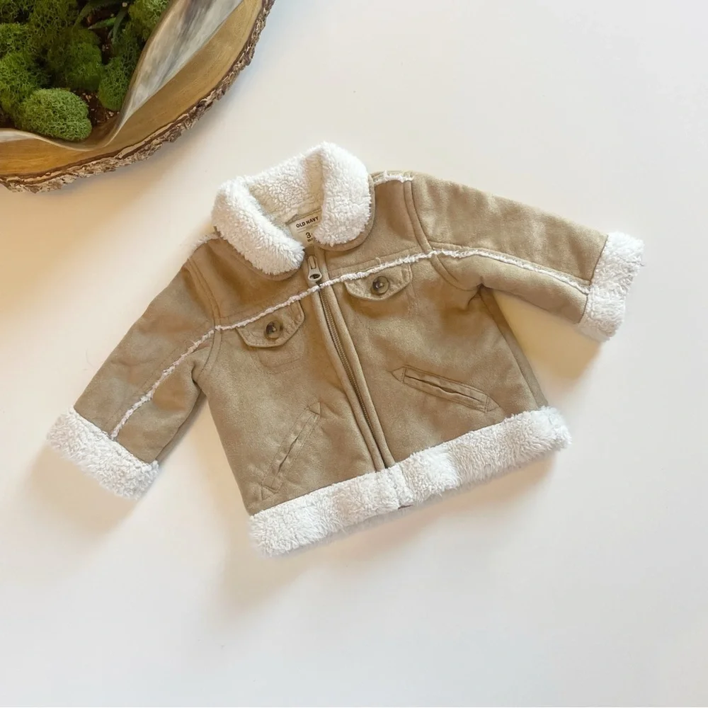 Old Navy Faux Suede / Sherpa Jacket | 3-6m